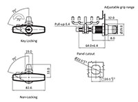 Reversed Cam 27.2 Millimeter (mm) Maximum Grip Range Non-Locking T-Handle Long Shaft Compression Latch